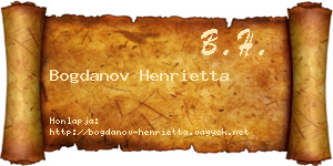 Bogdanov Henrietta névjegykártya